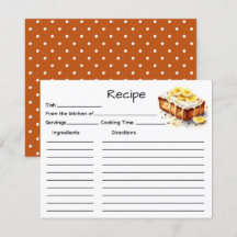 Carte de recette de gâteau