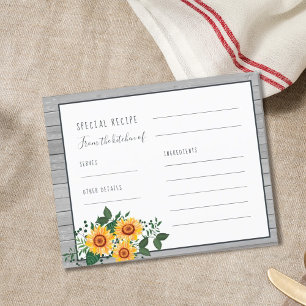 Carte de recette de la nuptiale de tournesol en bo