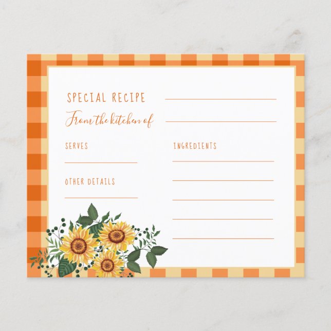 Carte de recette de la nuptiale de tournesol en bo (Devant)