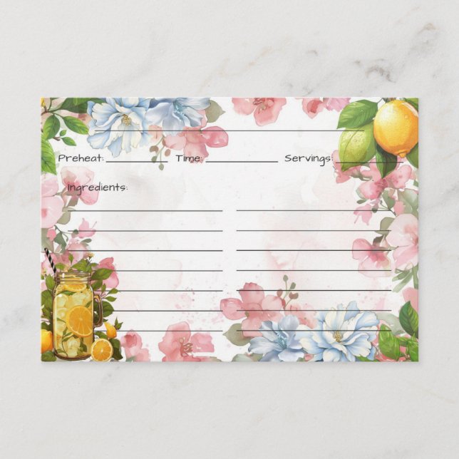 Carte de recette de limonade rose (Devant)