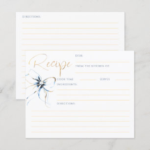 Carte de recette de mariage à ruban bleu poussiére