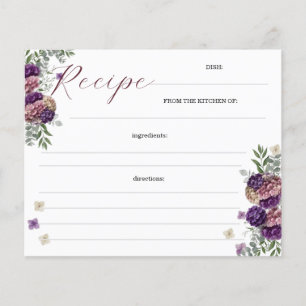 Carte de recette de mariage bohème florale en terr