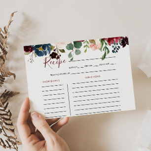 Carte de recette de mariage floral coloré élégant
