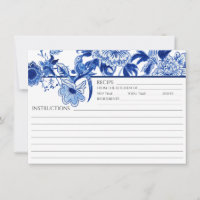 Carte de Recette de Mariage Oiseau Chinoiserie Ble