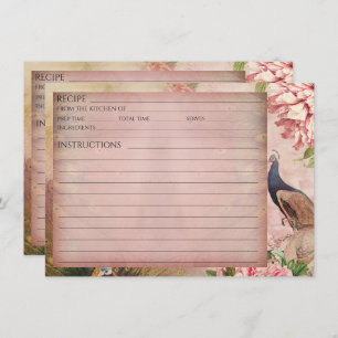 Carte de recette de mariée Peacock Peony Blush Chi