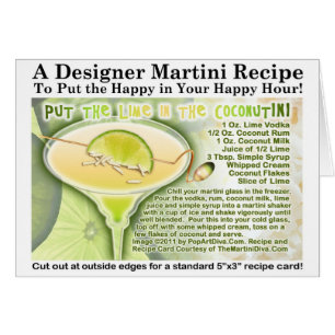 Carte de recette de Martini au citron vert et noix