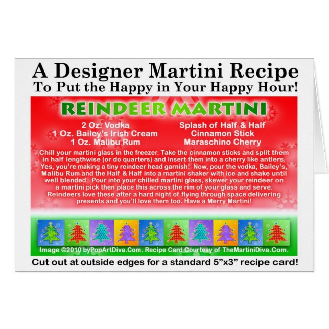Carte de recette de Martini de Noël de renne (Devant horizontal)