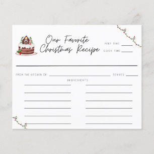 Carte de recette de Noël Whimsical Watercolor
