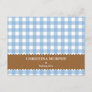 Carte de recette de nom personnalisé en vichy bleu