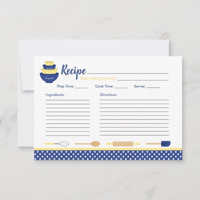 Carte de recette de nuptiale Marine & Yellow Retro (Devant)