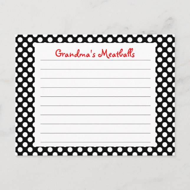 Carte de recette de point Polka noir (Devant)