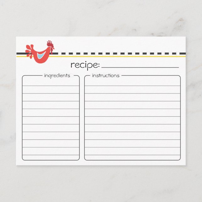 Carte de recette de poulet rétro (Devant)