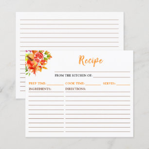 Carte de recette de récolte d'automne d'automne