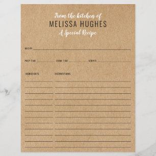 Carte de recette de Rustic Kraft pour la cuisine