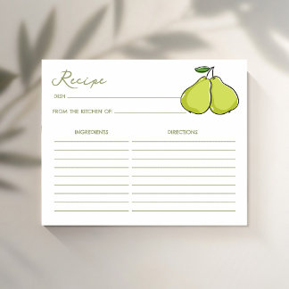 Carte de recette de shower de mariage au poire de