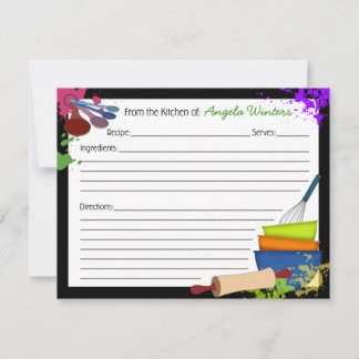 Carte de recette de splash colorée