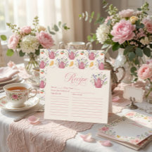 Carte de recette de théière rose capricieuse pour