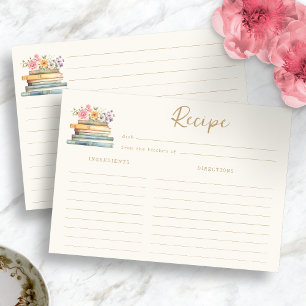 Carte de recette de thème de livre