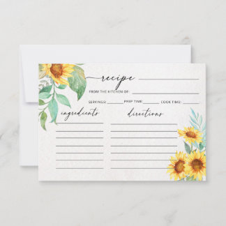 Carte de recette de tournesol minimaliste