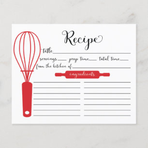 Carte de recette de Whisk rouge Lettré à la main m