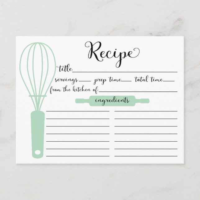 Carte de recette de Whisk vert à la menthe verte (Devant)