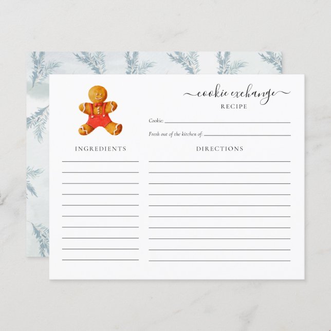 Carte de recette d'échange de cookies de Noël Budg (Devant / Derrière)