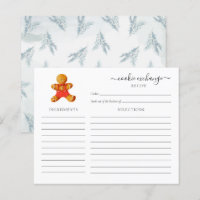 Carte de recette d'échange de cookies de Noël Budg