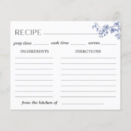 Carte de recette Delft Blue Floral Chinoiserie