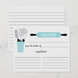 Carte de recette d'outils de cuisine avec rouleau