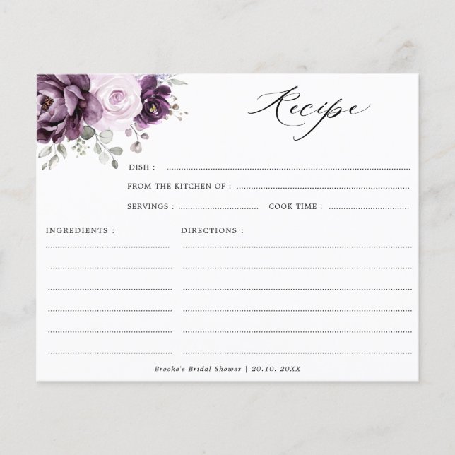 Carte de recette du Mariage de fleurs pourpres Dus (Devant)