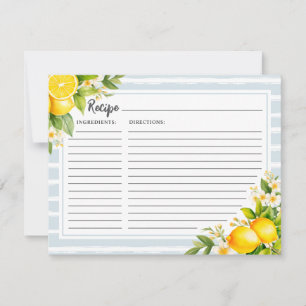 Carte de recette élégante Fête des mariées citron