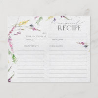Carte de recette élégante Fleur sauvage Aquarelle