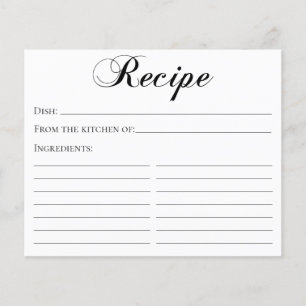 Carte de recette en écriture élégante