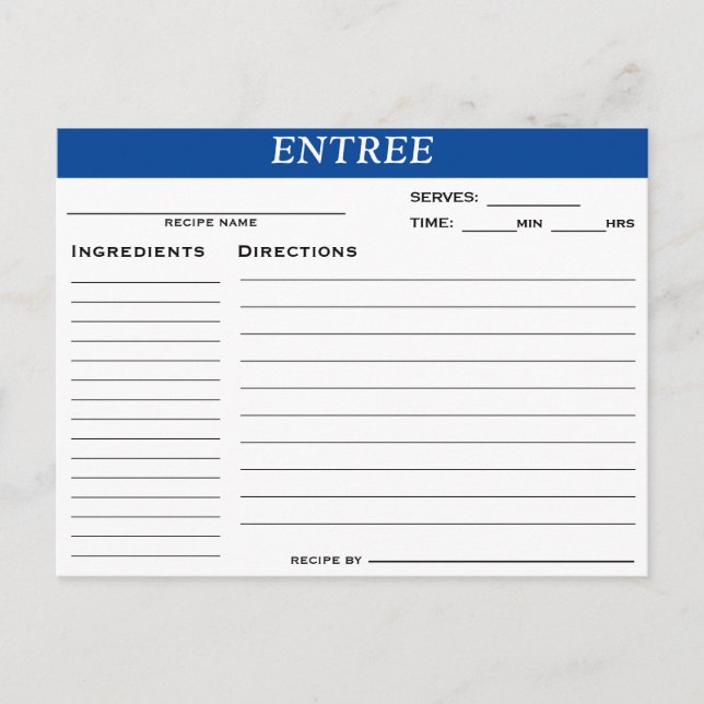 Carte de recette Entree (Devant)