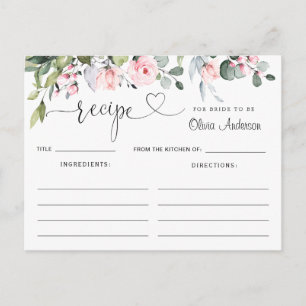 Carte de recette Eucalyptus Blush Rose Fête des ma