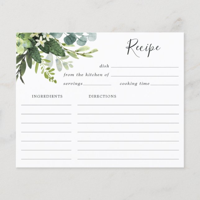 Carte de recette Eucalyptus Green Foliage (Devant)