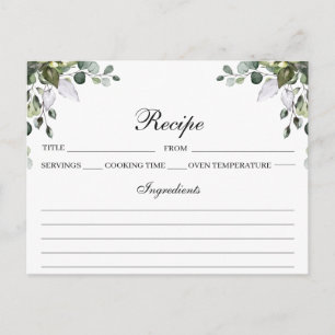 Carte de recette Eucalyptus Watercolor
