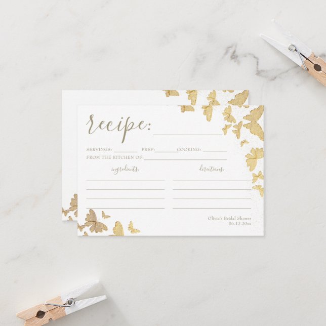 Carte de recette Fête des mariées à papillon d'or (Devant/Arrière en situation)