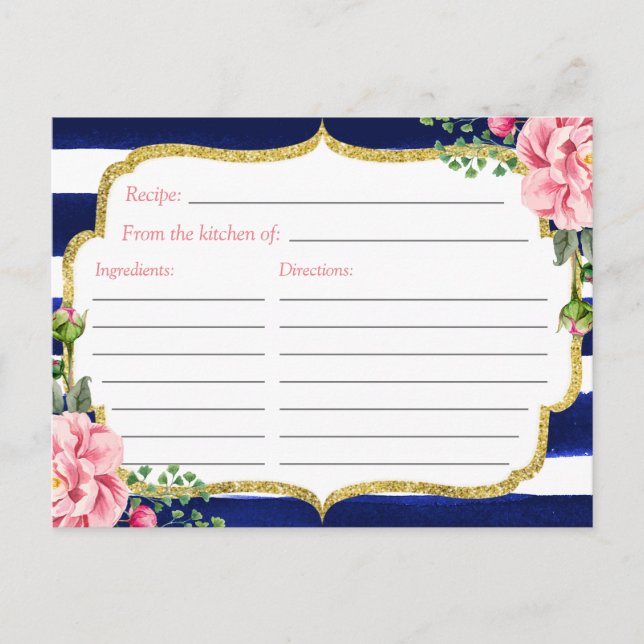Carte de recette Fête des mariées Blue Stripes de  (Devant)