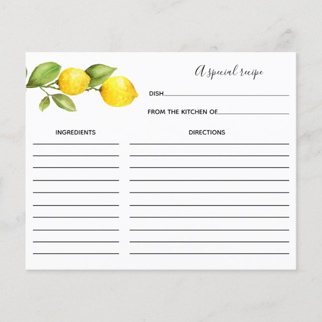 Carte de recette Fête des mariées citron (Devant)