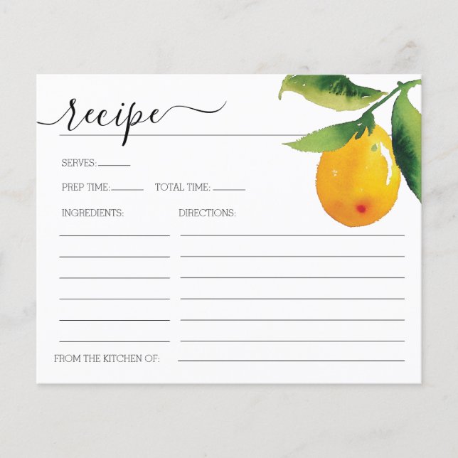 Carte de recette Fête des mariées Citrus citron (Devant)