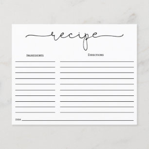 Carte de recette Fête des mariées de calligraphie 