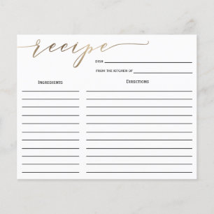 Carte de recette Fête des mariées de calligraphie 