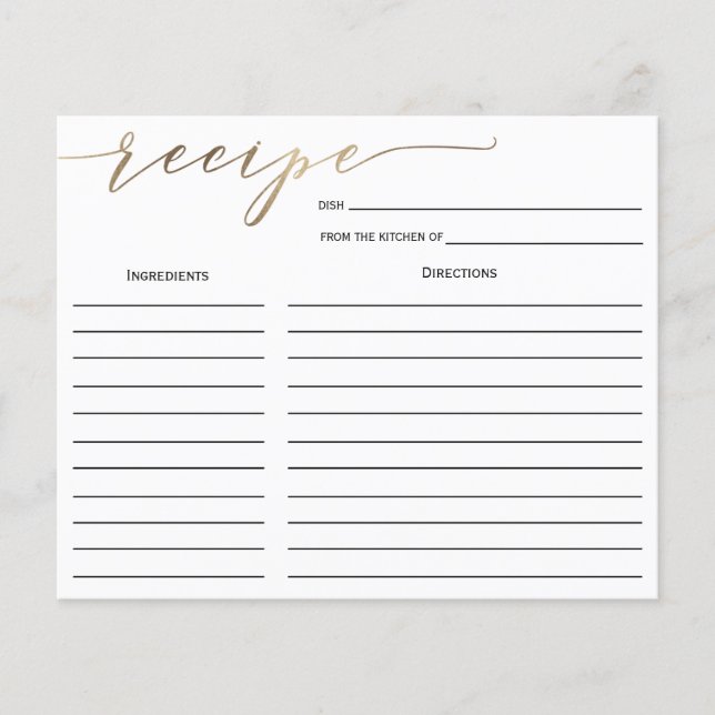 Carte de recette Fête des mariées de calligraphie  (Devant)