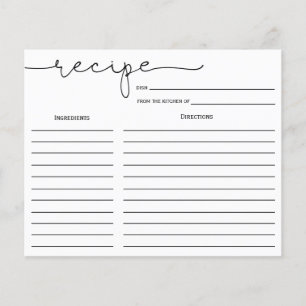 Carte de recette Fête des mariées de calligraphie 