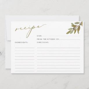 Carte de recette Fête des mariées de script d'oliv