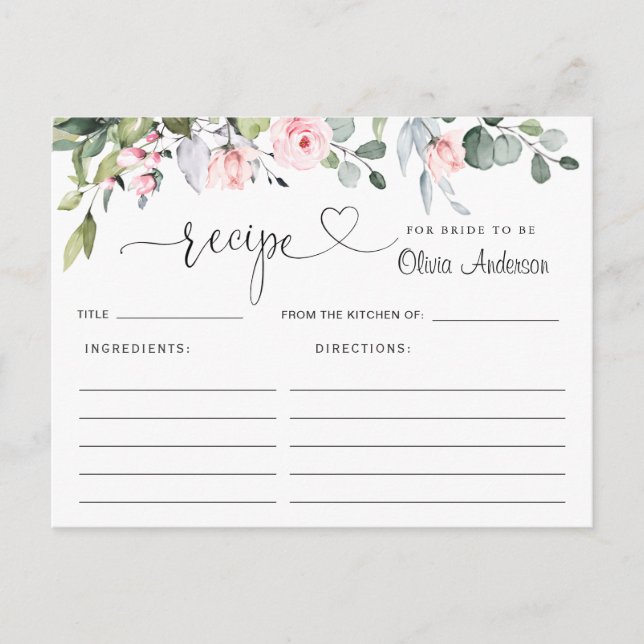 Carte de recette Fête des mariées Eucalyptus coule (Devant)