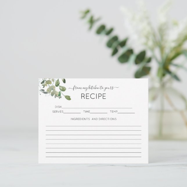 Carte de recette Fête des mariées Eucalyptus coule (Debout devant)