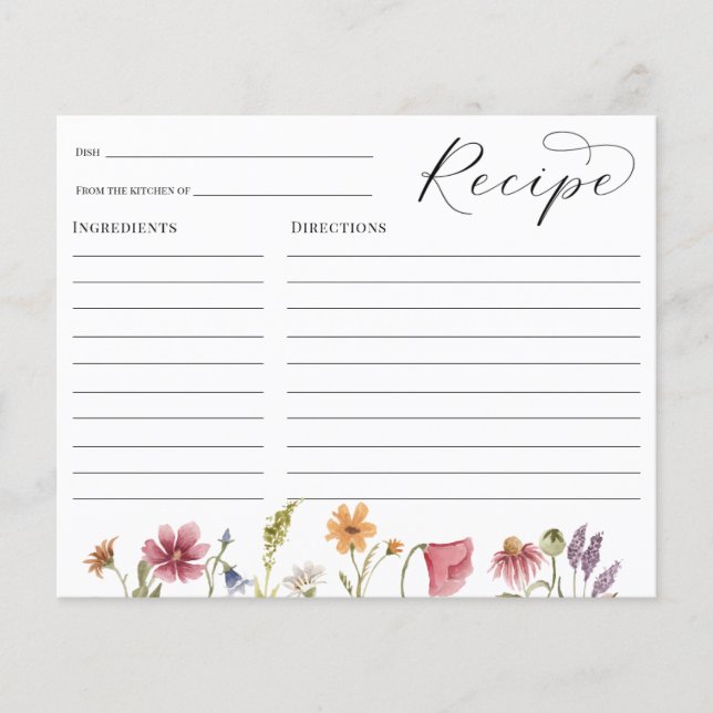 Carte de recette Fête des mariées fleur sauvage (Devant)