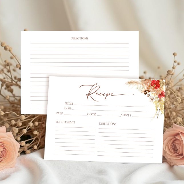 Carte de recette Fête des mariées Florale Boho en  (Créateur téléchargé)